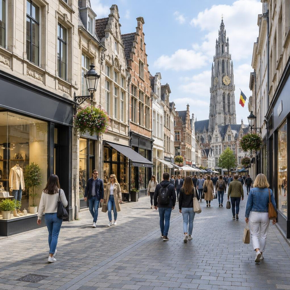 Pedestrian shopping street in a city centre